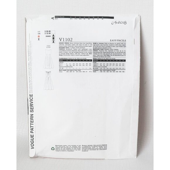 VOGUE Misses' Dress Party Andreakatzobjects Sewing Pattern V1102 Size 6 8 10 12 - Picture 2 of 4